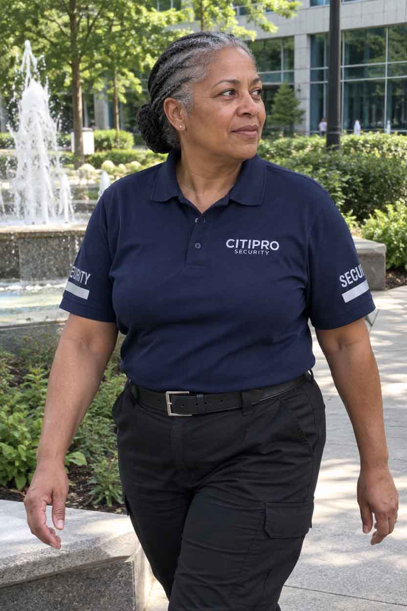 Security officer patrolling a financial institution